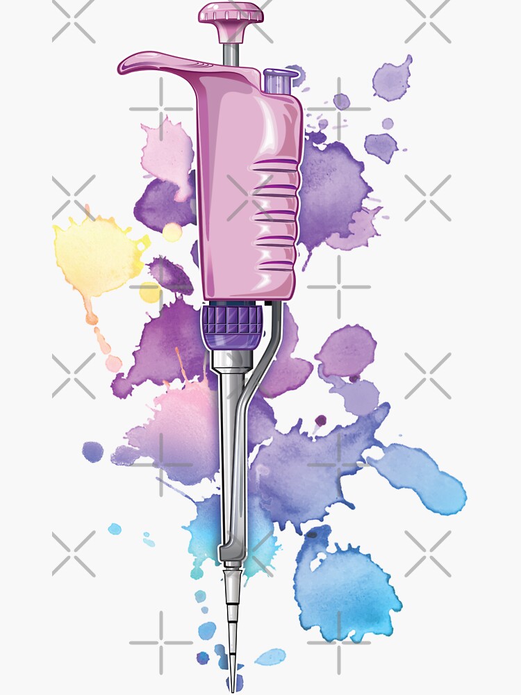 "Pipette Micropipette PCR CRISPR DNA watercolour splash design" Sticker ...