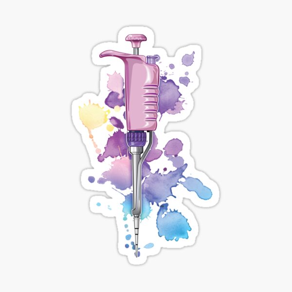 Item preview, Pipette Micropipette PCR CRISPR DNA watercolour splash design designed and sold by Zit-Zat-Zot.