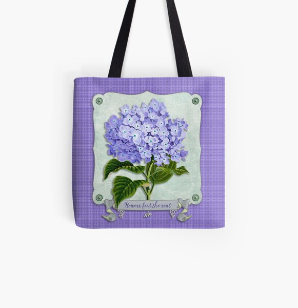 Purple Hydrangea Fancy Ribbon Fiber Paper Cutouts All Over Print Tote Bag