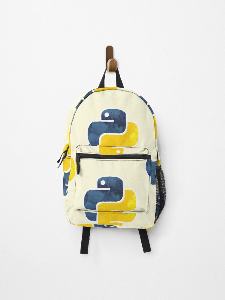 Thumbnail 1 of 3, Backpack, Python Logo Watercolor Programmer Coder designed and sold by thefrshmachine.
