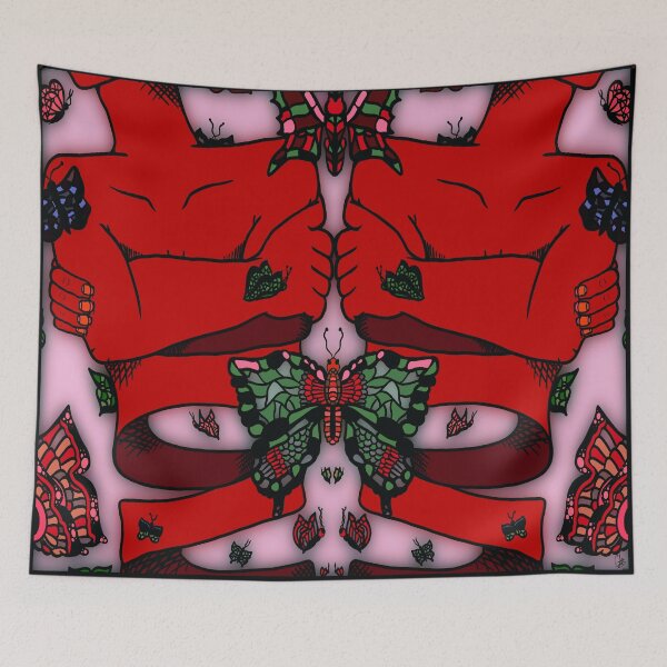 Item preview, Red Nervous Butterfly, abstract digital kaleidoscope butterfly art designed and sold by MayGreenAbgrall.