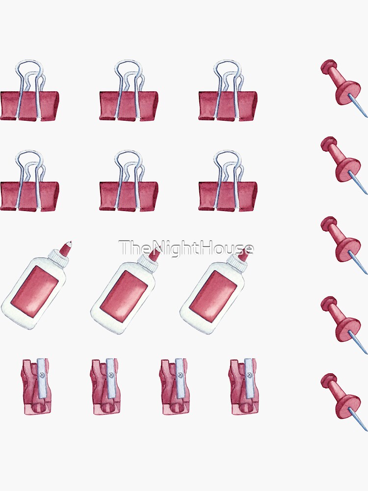 "Stationery Journal Sticker Pack No1 Red" Sticker for Sale by