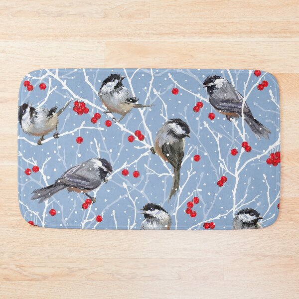 Item preview, Winter Chickadees in the Snow | Soft Cerulean Blue designed and sold by L Diane Johnson.