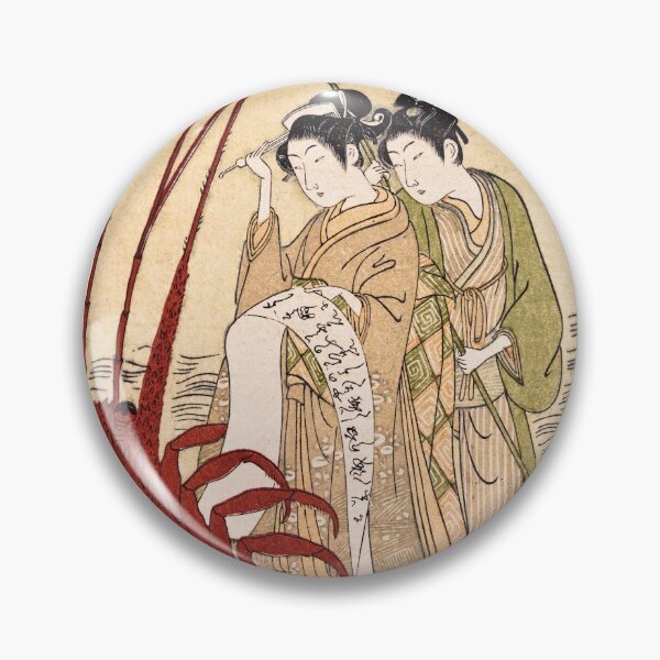 Item preview, Ukiyo-e Print - Ippitsusai Buncho. Lovers and a literate octopus crossing a stream on a giant shrimp designed and sold by DejaVuStudio.