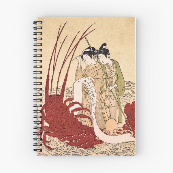 Item preview, Ukiyo-e Print - Ippitsusai Buncho. Lovers and a literate octopus crossing a stream on a giant shrimp designed and sold by DejaVuStudio.