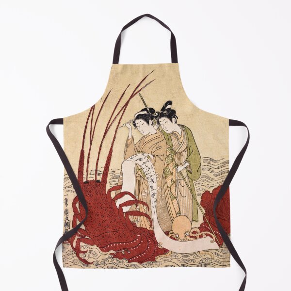 Item preview, Ukiyo-e Print - Ippitsusai Buncho. Lovers and a literate octopus crossing a stream on a giant shrimp designed and sold by DejaVuStudio.