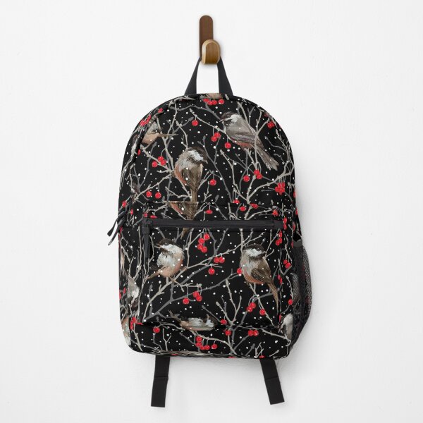 Item preview, Winter Chickadees in the Snow | Black Red White Gray designed and sold by L Diane Johnson.