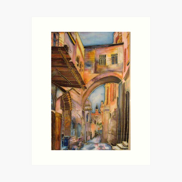 Item preview, Via Dolorosa Arch of ecce homo Jerusalem. Painting on silk designed and sold by Melvyn Kahan.