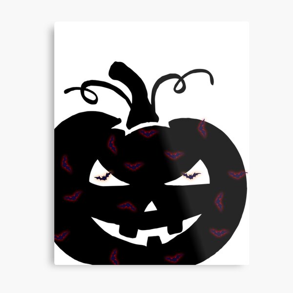 Halloween Jack-o-Lantern Bats Metal Print