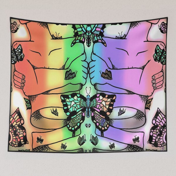 Item preview, Pastel Nervous Butterfly, abstract digital kaleidoscope butterfly art designed and sold by MayGreenAbgrall.