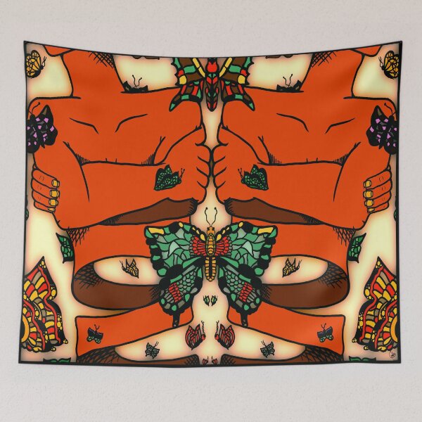 Item preview, Orange Nervous Butterfly, abstract digital kaleidoscope butterfly art designed and sold by MayGreenAbgrall.