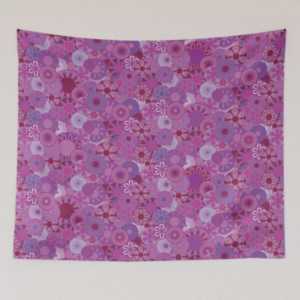 Item preview, Petals and Stripes Explosion in Lipstick-Floral Medallions designed and sold by Annette Chabidon Studio.