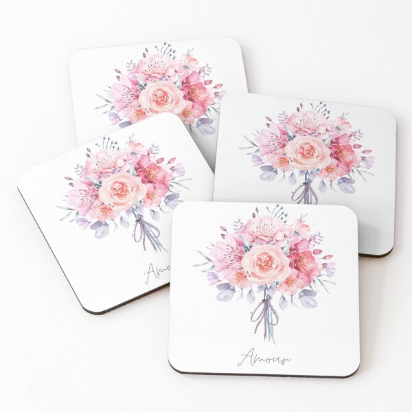 Item preview, Amour -  love in French flower bouquet watercolor shabby chic designed and sold by frenchstylehome.