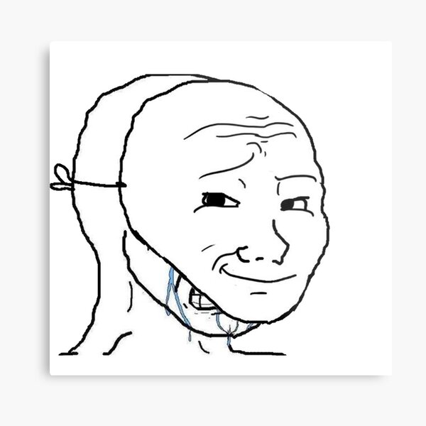 Item preview, smug but crying inside wojak mask meme designed and sold by ZentropyArt.