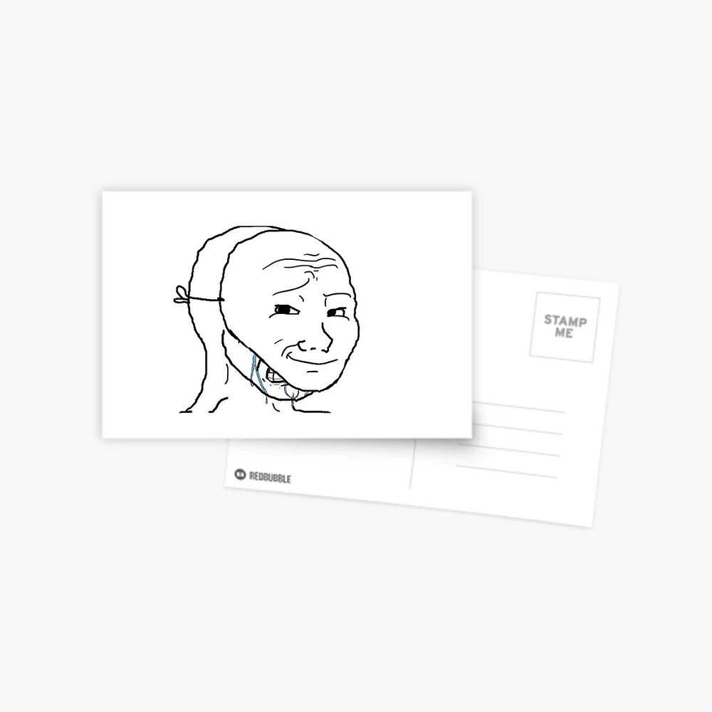 smug but crying inside wojak mask meme Postcard