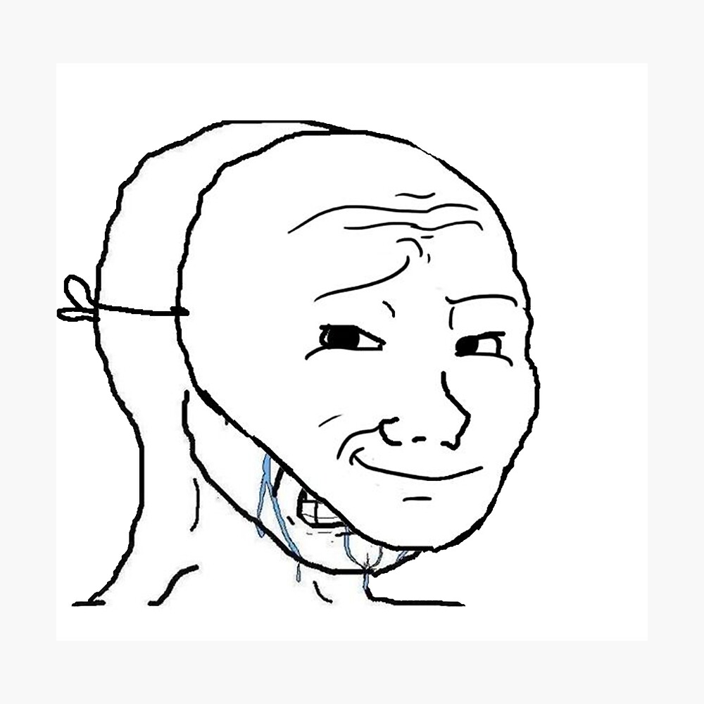 smug but crying inside wojak mask meme Postcard