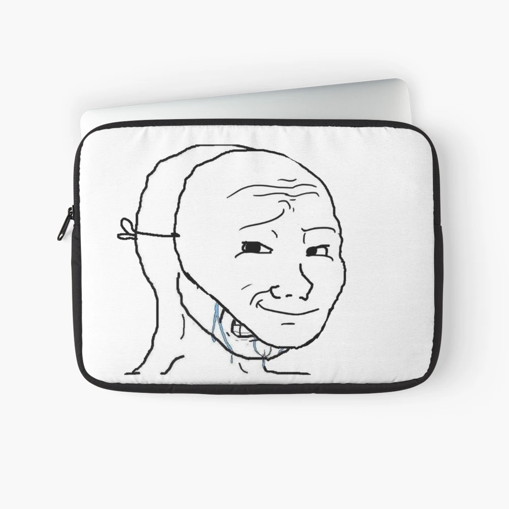 smug but crying inside wojak mask meme Laptop Sleeve
