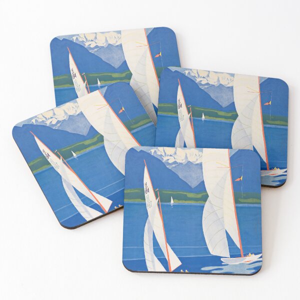 Item preview, Lake of Thun retro poster designed and sold by CorasPosters.