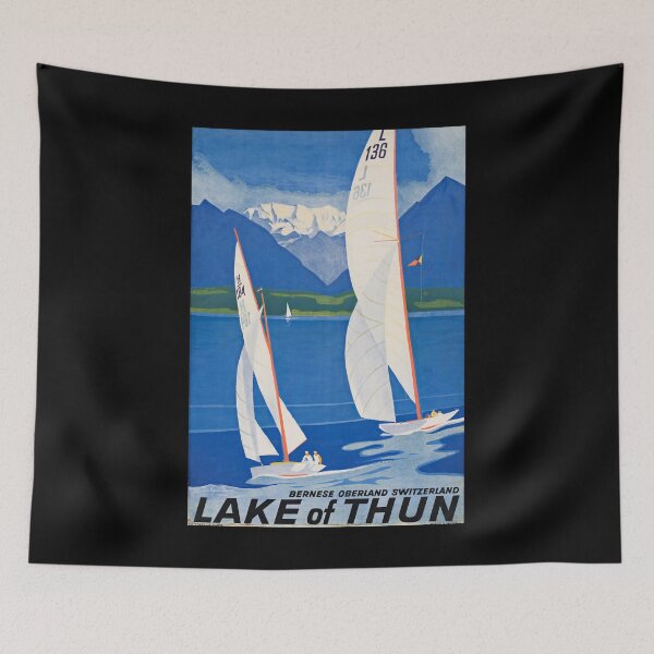 Item preview, Lake of Thun retro poster designed and sold by CorasPosters.