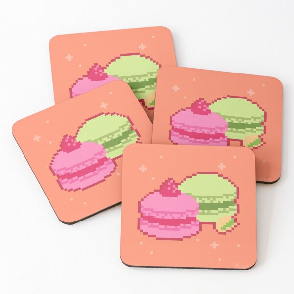 Item preview, Raspberry and pistachio macaroons pixel art designed and sold by Nayala-Art.