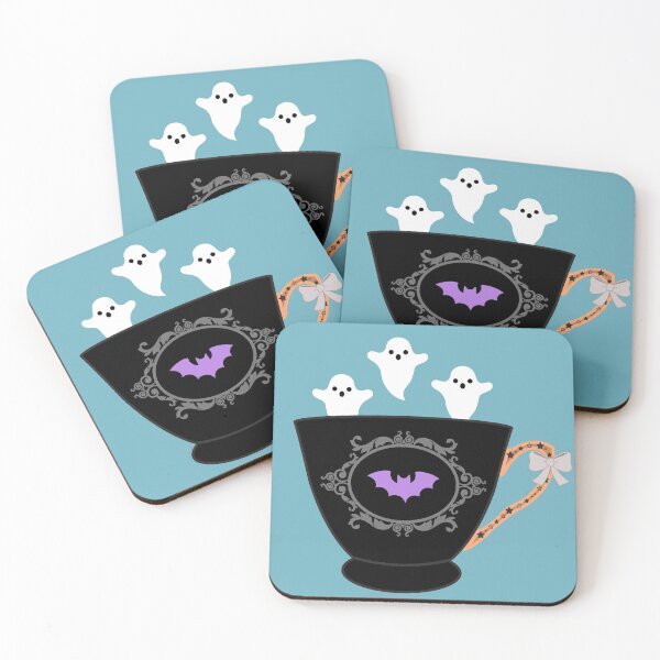 Item preview, Spoopy Sip - Halloween, Jack O'Lantern, Teacup, Ghost, Bat, Pumpkin, Holiday, Neon, Spot, of, Tea, Pastel, Orange, Blue, Purple designed and sold by CanisPicta.