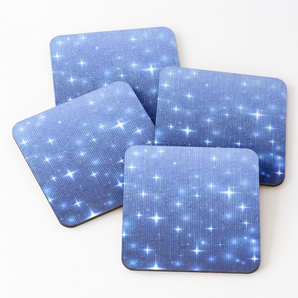 Item preview, Blue Sparkly Stars and Glitter Effect Fluorescent Sequin pattern designed and sold by WOW TeesAndThings.
