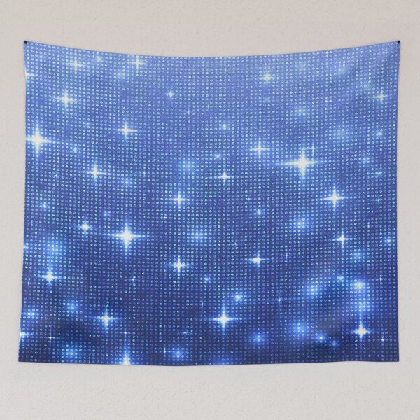 Item preview, Blue Sparkly Stars and Glitter Effect Fluorescent Sequin pattern designed and sold by WOW TeesAndThings.