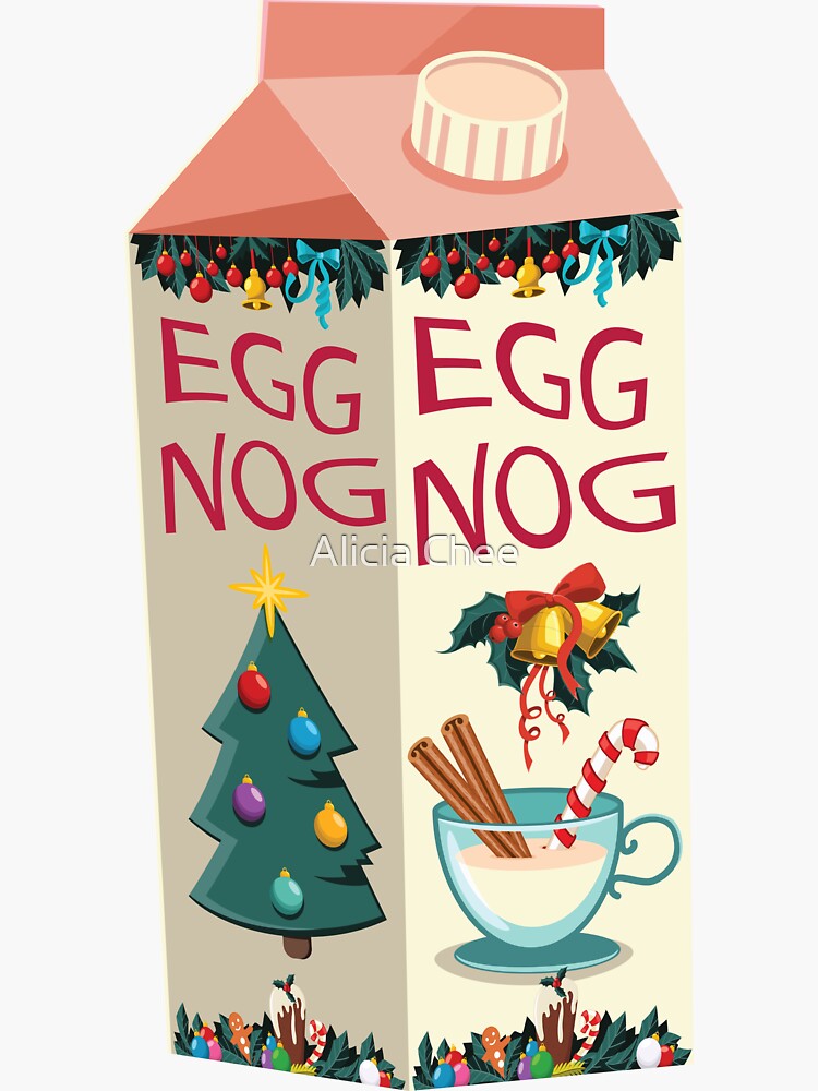 "Christmas Eggnog Carton" Sticker for Sale by NiftyTrinket Redbubble