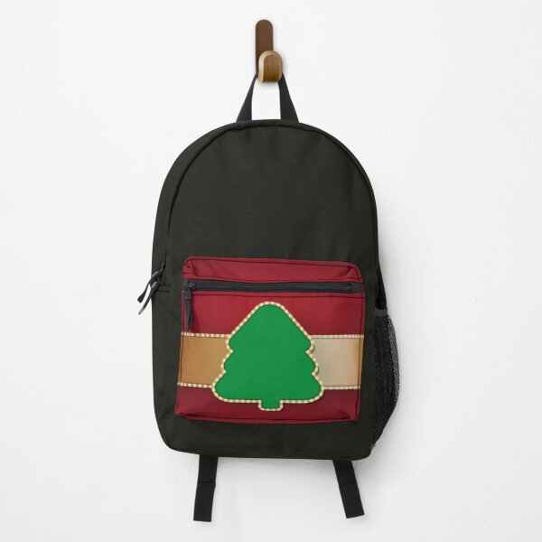 Item preview, Green Christmas Tree with Gold Ribbon on Red Background designed and sold by ShajenDesigns.