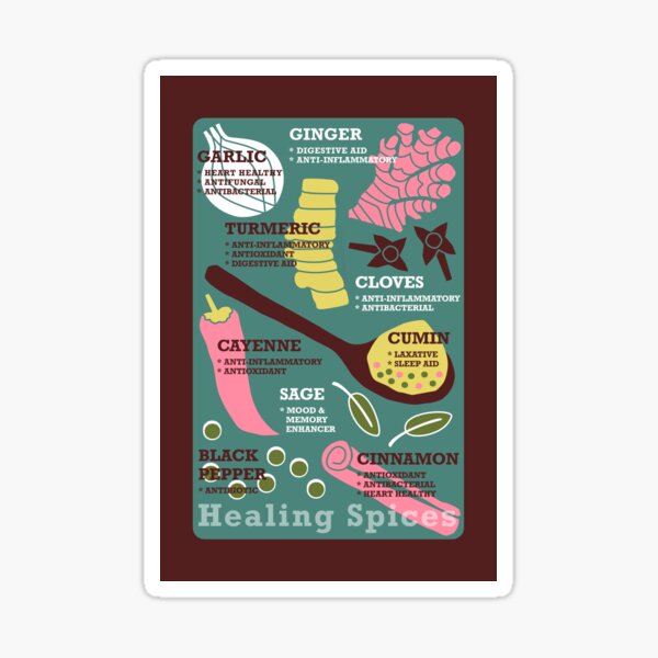 “Healing Spices” Retro Scandinavian Journal Notebook Diary Magnet Design Sticker