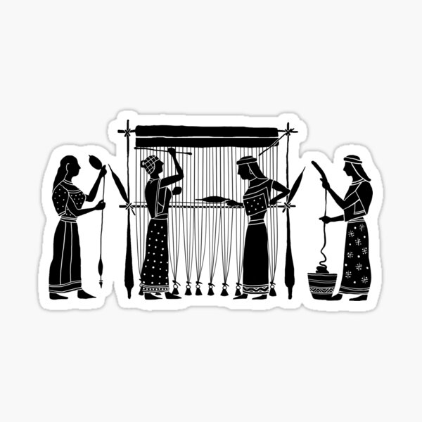 Aperçu de l'œuvre Vase de peintre Amasis de femmes tissage créée et vendue par apistone.