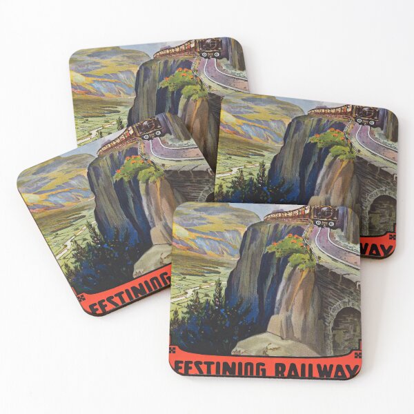 Item preview, Festinog Railway retro poster designed and sold by CorasPosters.