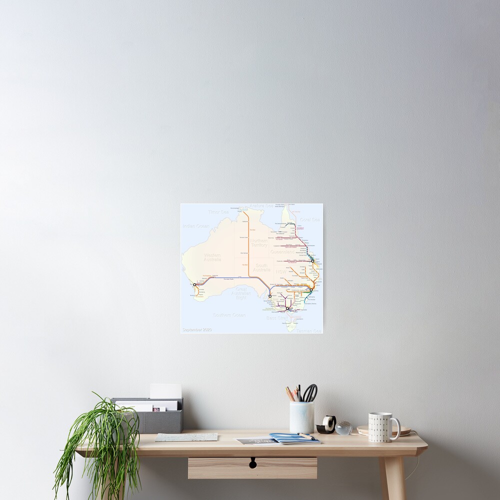 Australian Rail Map Poster