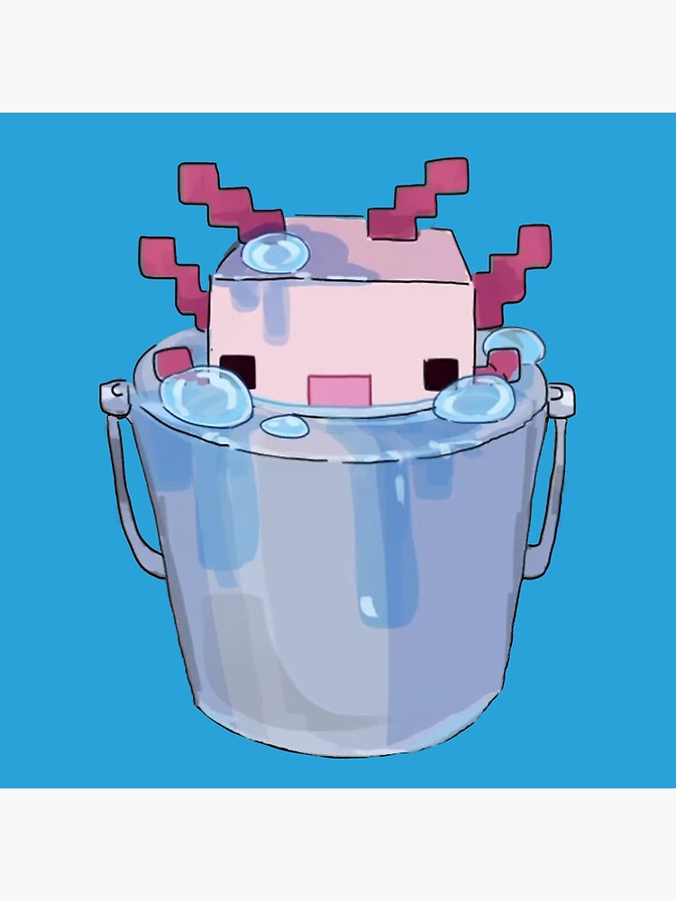 Cute Axolotl Bucket Minecraft Concept Art Greeting Card By Panda Monium Redbubble