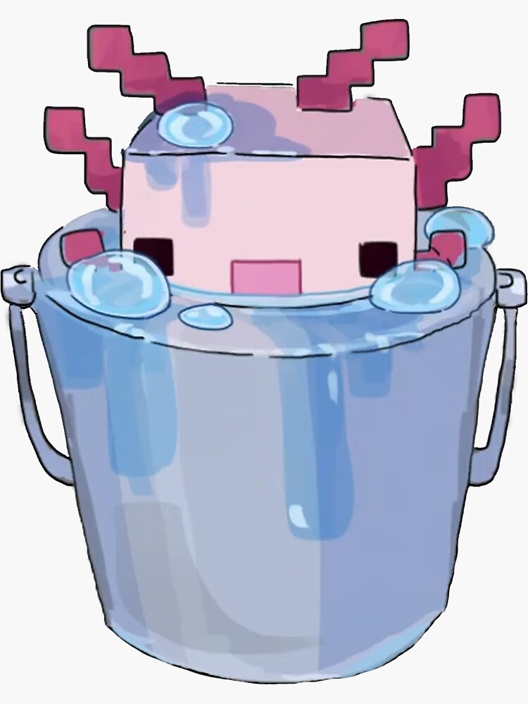 "Cute Axolotl Bucket - Minecraft Concept Art" Sticker by ...