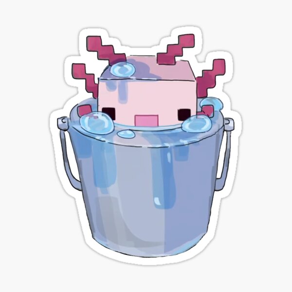 Cute Axolotl Bucket Minecraft Concept Art Sticker By Panda Monium Redbubble