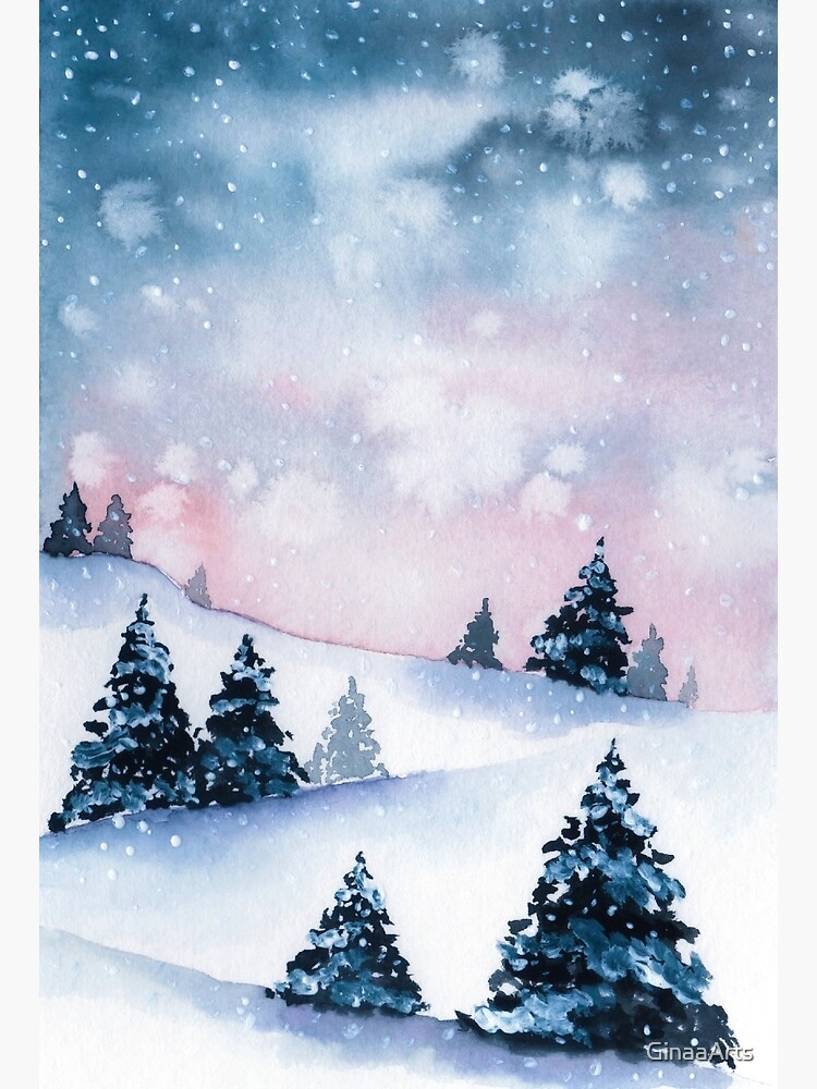 Beginner Watercolor Holiday Card Tutorial - Winter Scene
