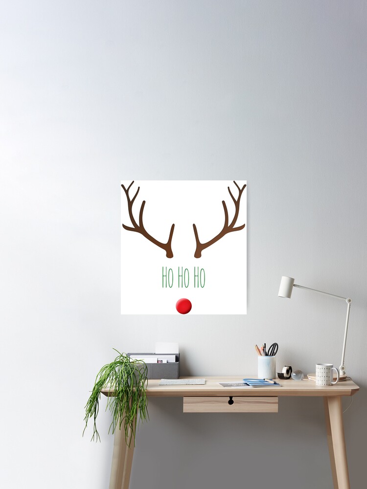 Poster Rudolph mit der roten Nase Rentier mit Hut und