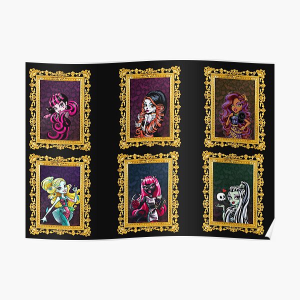 monster high skelita draculaura frankenstein noir cat lagoona blue clawdeen Poster