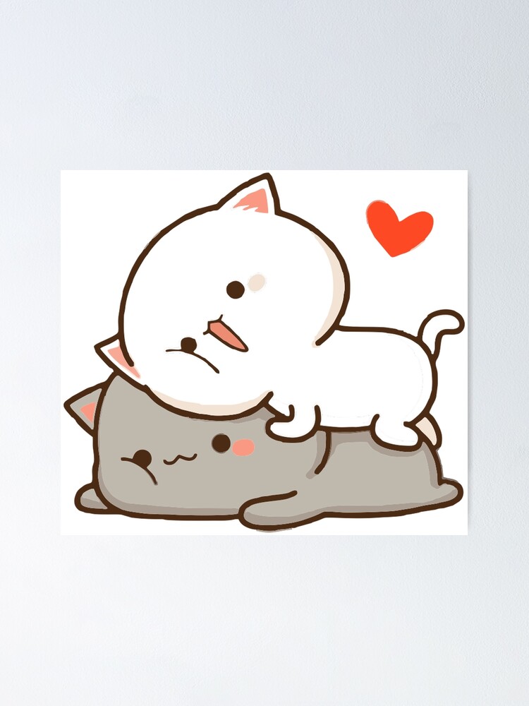"mochi mochi peach cat & friend" Poster for Sale by couplesemotion