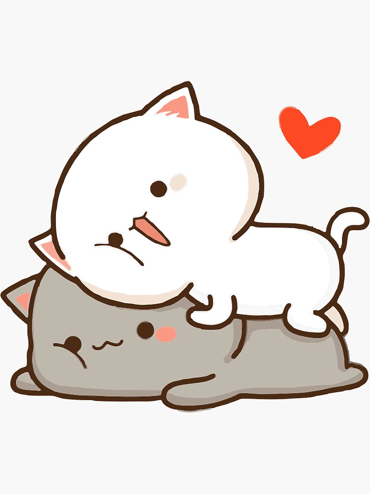 "mochi mochi peach cat & friend" Sticker for Sale by couplesemotion
