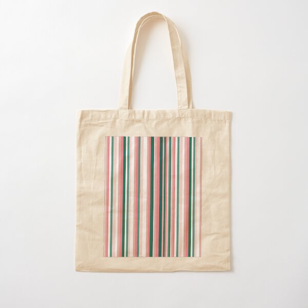 Pinks and Green Stripe Cotton Tote Bag