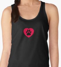 Red Heart With Dog Paw Print Women's Tank Top
