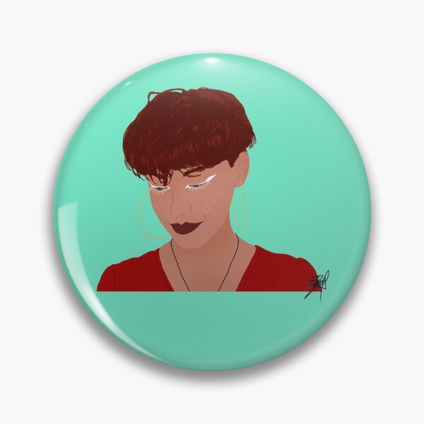 Item preview, Red head light blue/green background digital art drawing designed and sold by Diash.