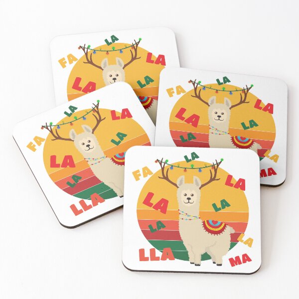 Item preview, 'Fa la la la la la lla-ma' Christmas Llama with antlers designed and sold by Happy Puppy Print On Demand.