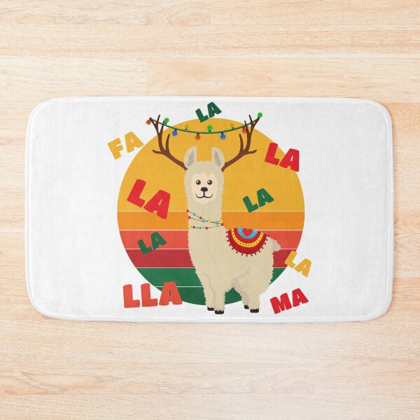 Item preview, 'Fa la la la la la lla-ma' Christmas Llama with antlers designed and sold by Happy Puppy Print On Demand.