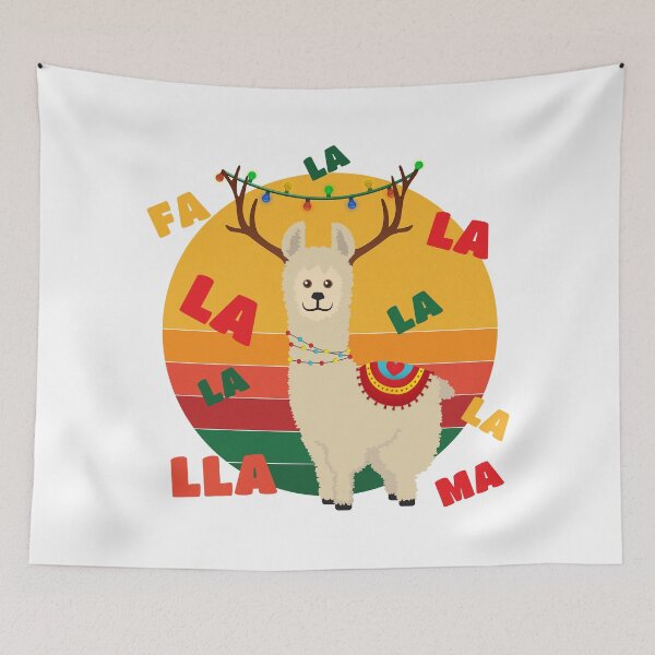 Item preview, 'Fa la la la la la lla-ma' Christmas Llama with antlers designed and sold by Happy Puppy Print On Demand.