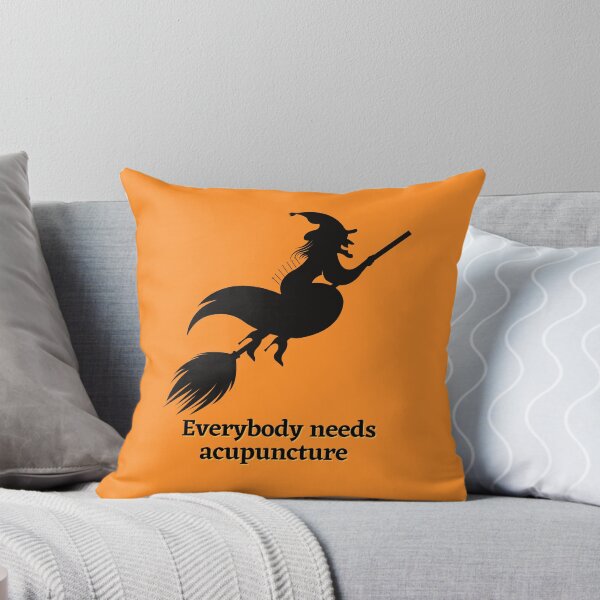 Item preview, Everybody needs acupuncture with a witch on a broom enjoying an acupuncture session / Funny Shirt / Hoodie / Mug / Pillow / acupuncture shirt / acupuncturist gift / holistic doctor gift / designed and sold by LuJo Creatives.