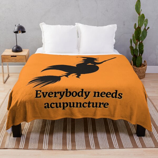 Item preview, Everybody needs acupuncture with a witch on a broom enjoying an acupuncture session / Funny Shirt / Hoodie / Mug / Pillow / acupuncture shirt / acupuncturist gift / holistic doctor gift / designed and sold by LuJo Creatives.