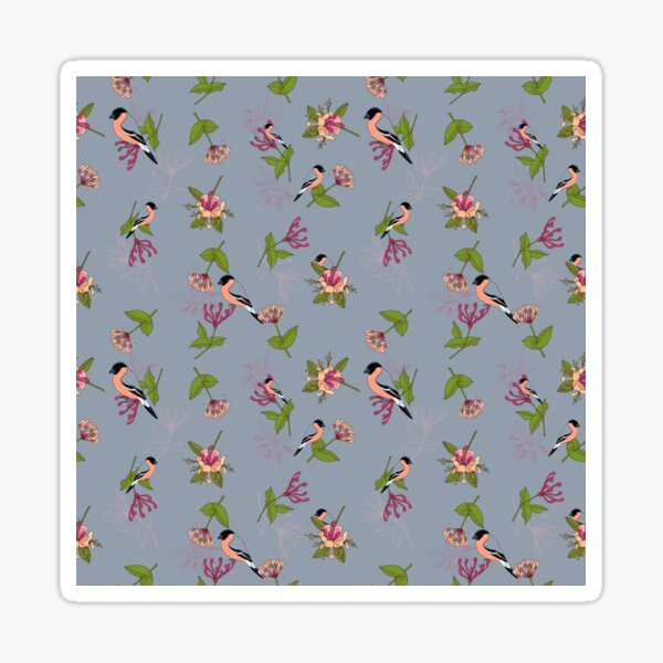 Bullfinch honey, a pretty layered pattern featuring the Bullfinch and honeysuckle Sticker
